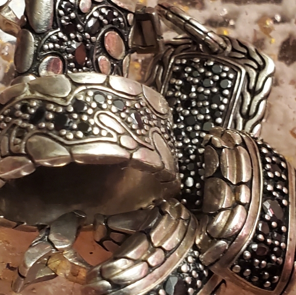 JOHN HARDY KALI 925 STERLING SILVER & BLACK SAPPHIRE CUFFLINKS - Picture 4 of 4